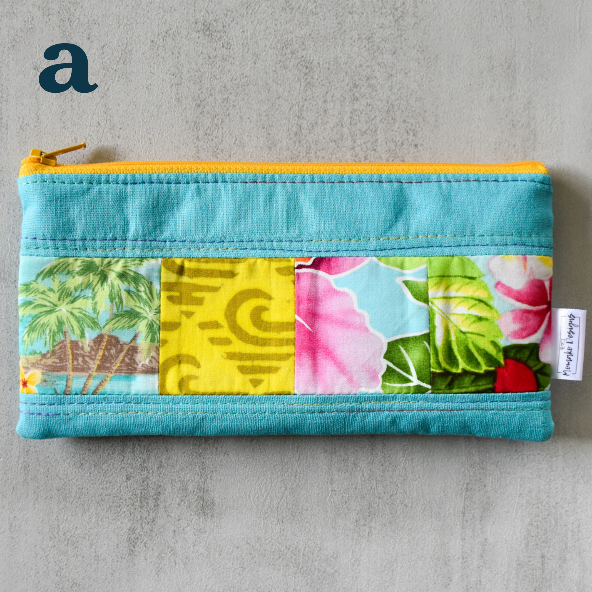 Medium Aqua Taro Patchwork Pencil Cases