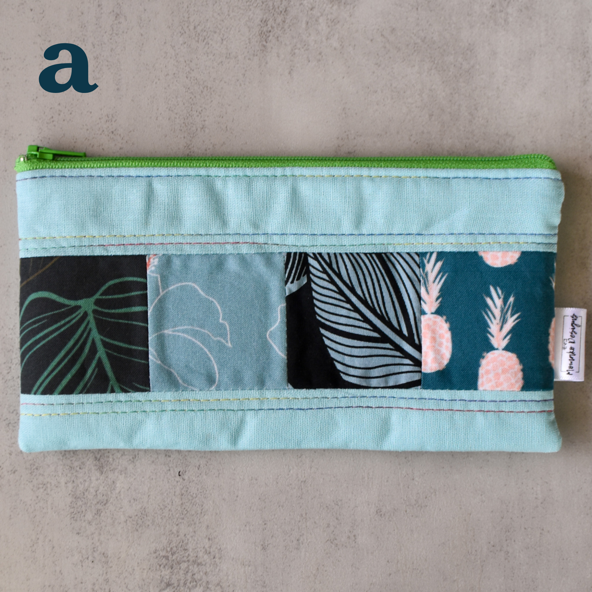 Aqua Taro Patchwork Pencil Cases
