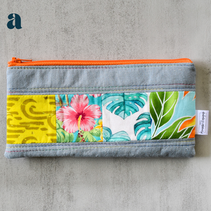 Dusty Blue Taro Patchwork Pencil Cases