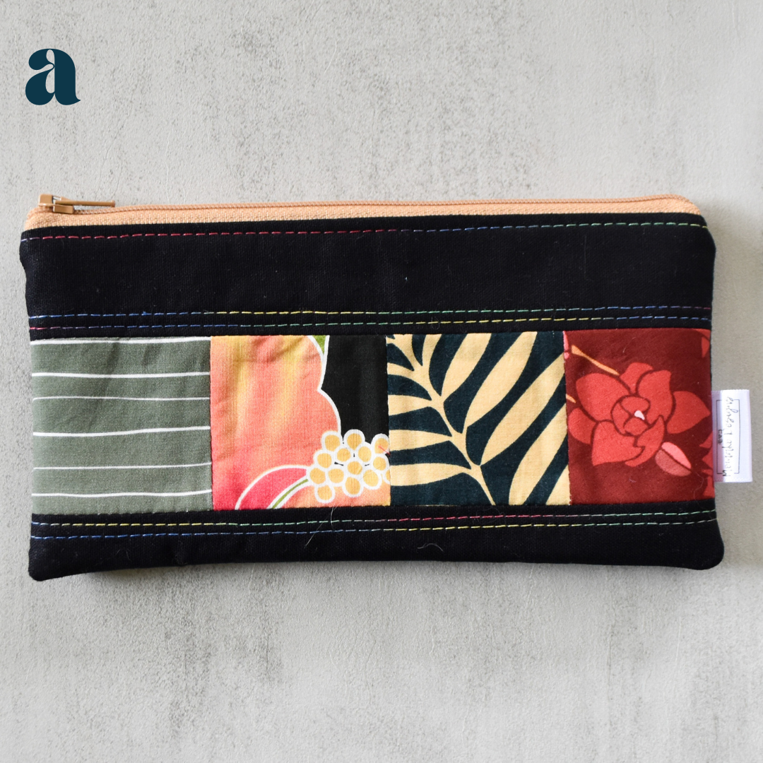 Black Taro Patchwork Pencil Cases