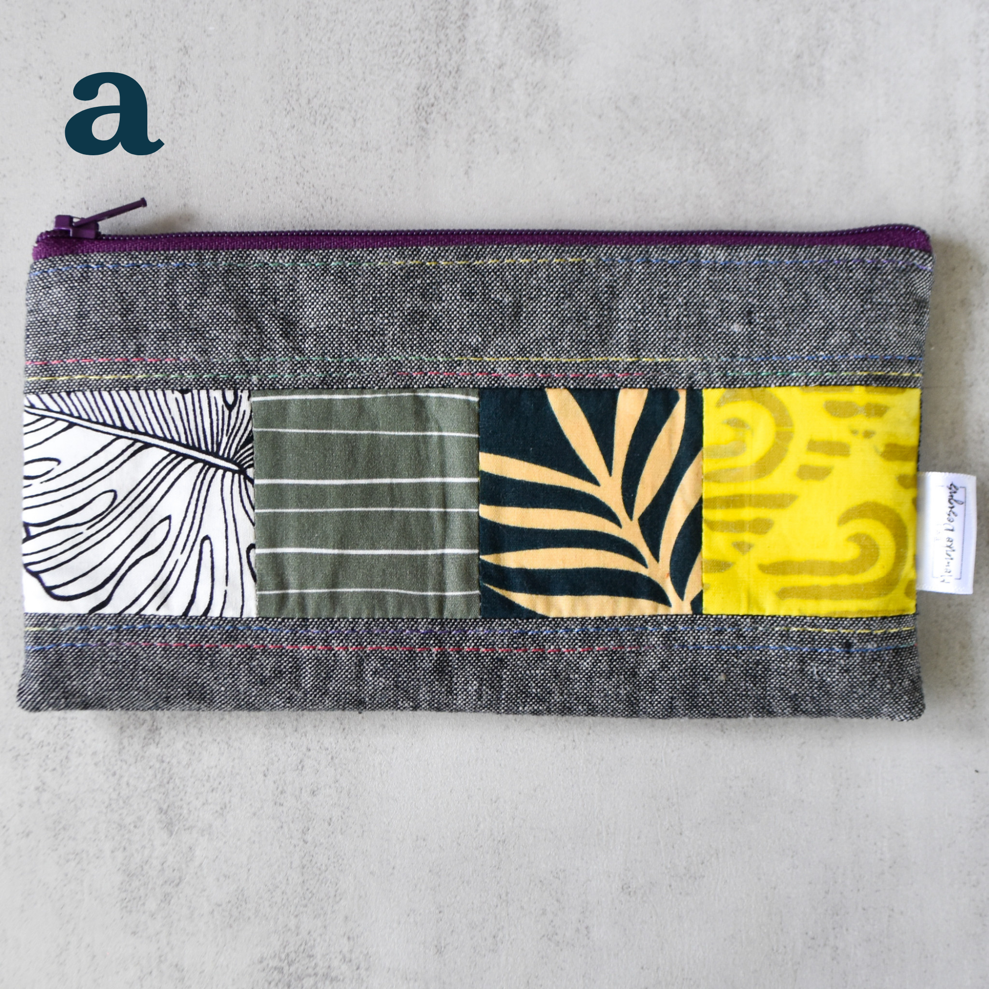 Charcoal Taro Patchwork Pencil Cases