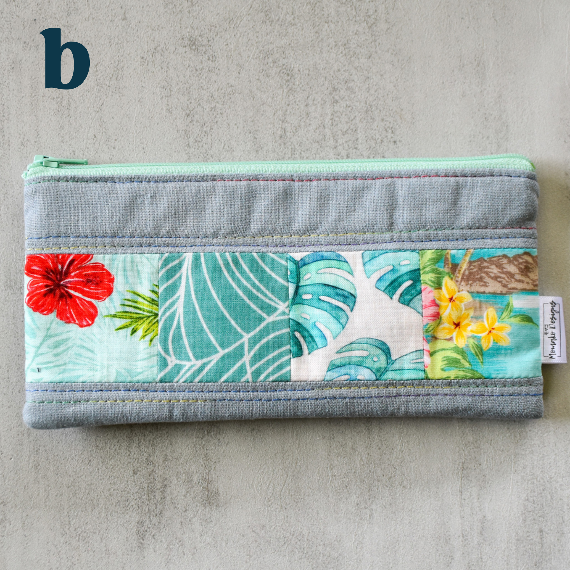 Dusty Blue Taro Patchwork Pencil Cases