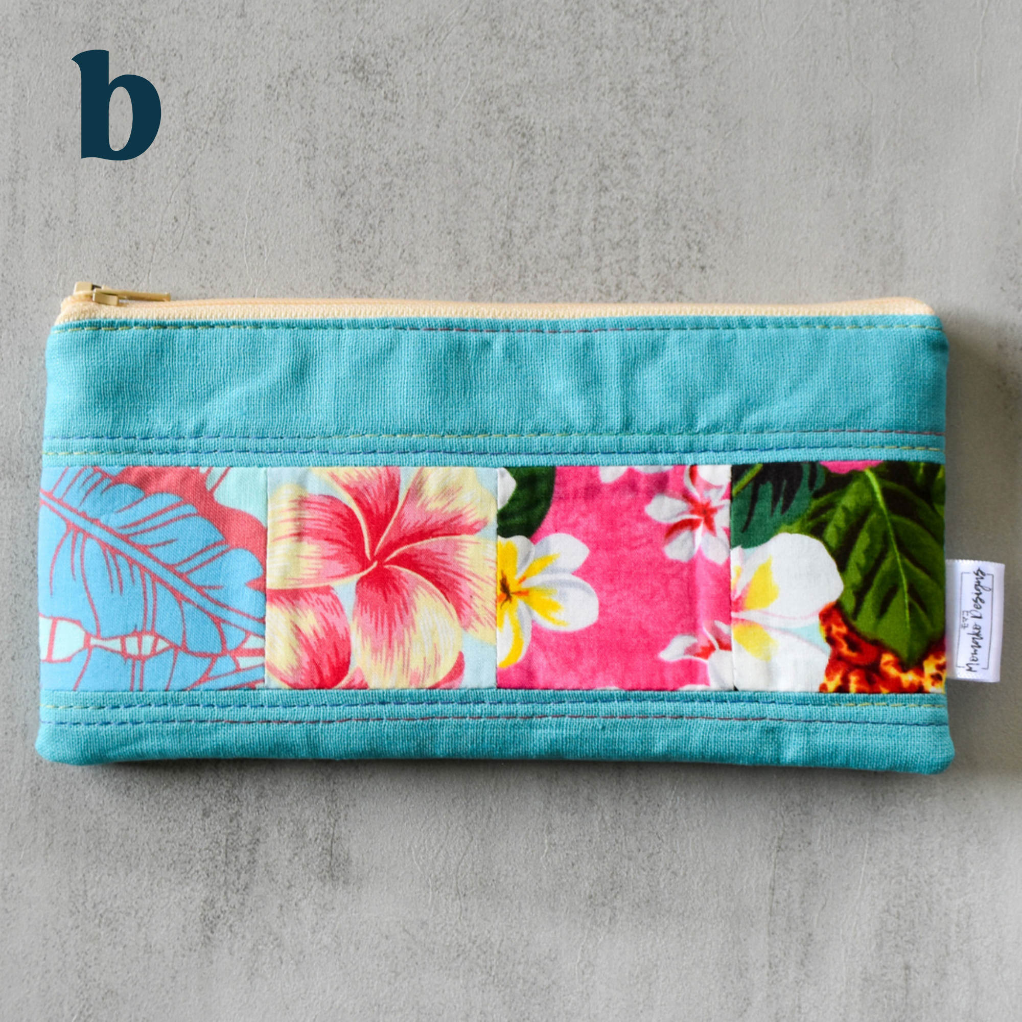 Medium Aqua Taro Patchwork Pencil Cases