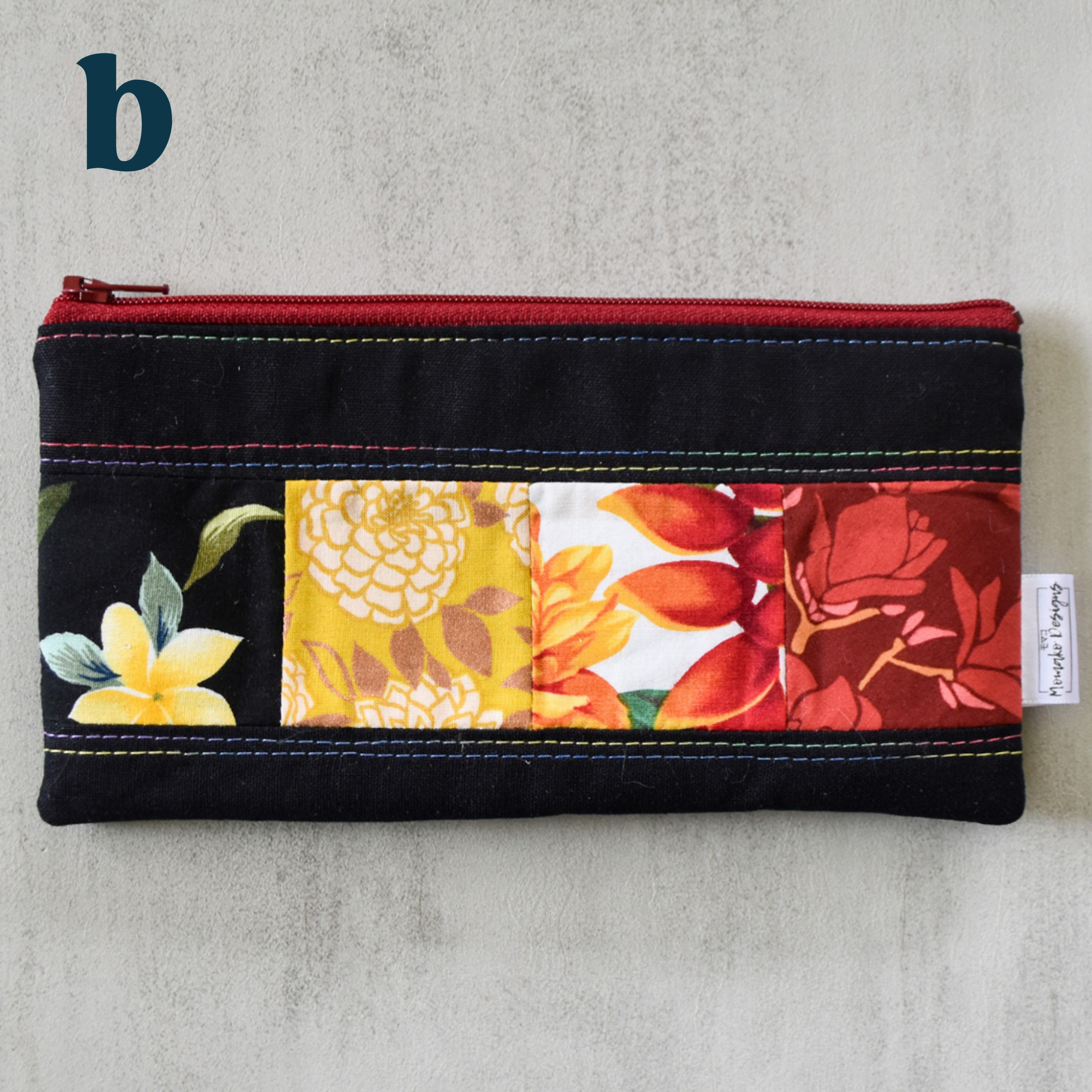 Black Taro Patchwork Pencil Cases