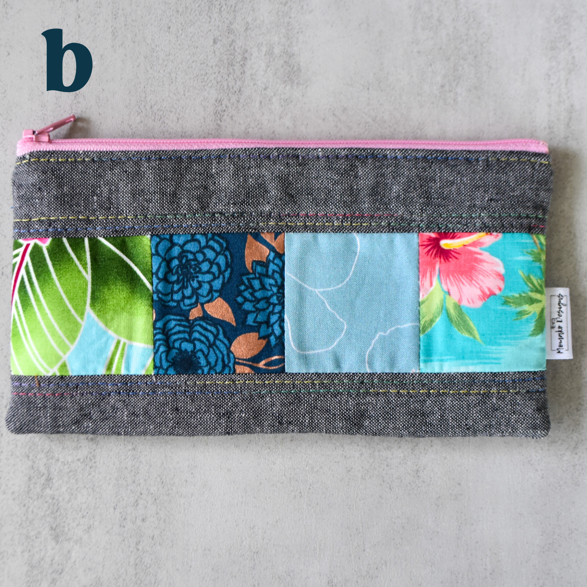 Charcoal Taro Patchwork Pencil Cases