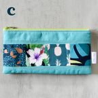 Medium Aqua Taro Patchwork Pencil Cases