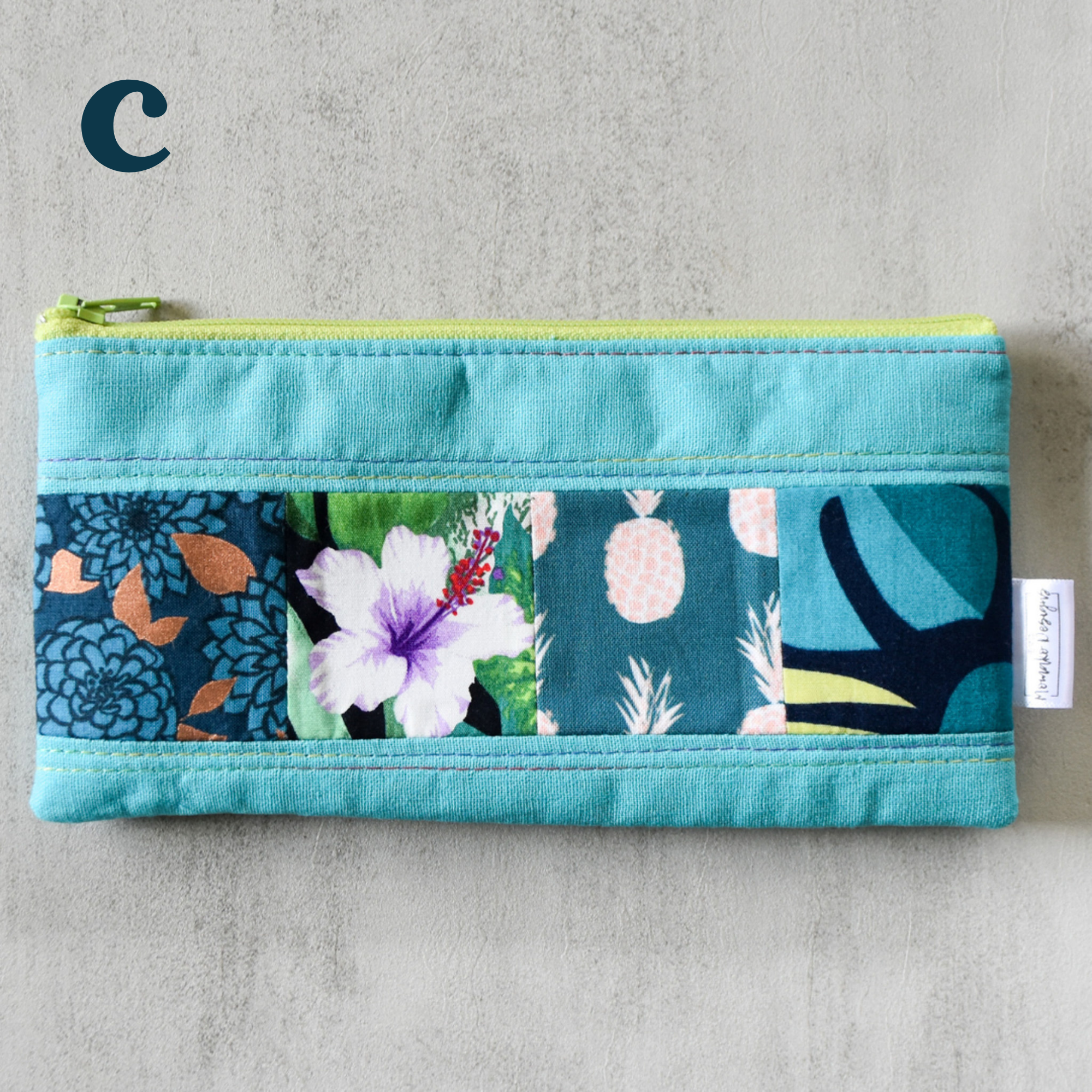 Medium Aqua Taro Patchwork Pencil Cases