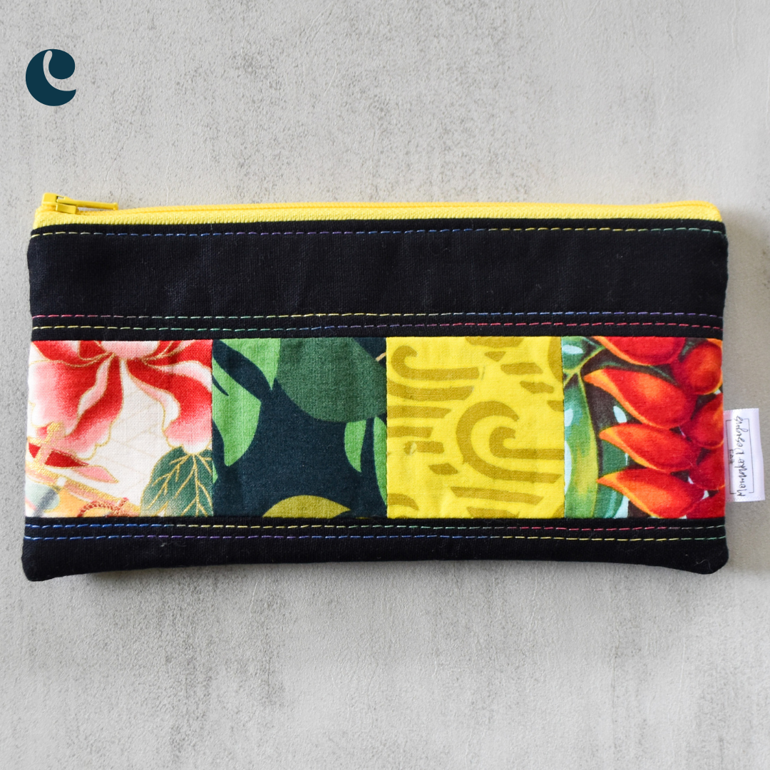 Black Taro Patchwork Pencil Cases