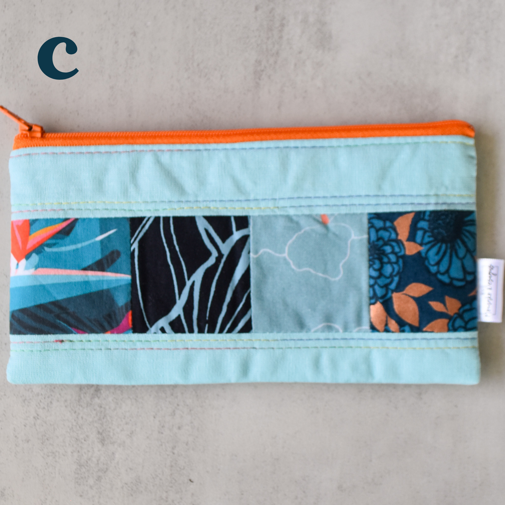 Aqua Taro Patchwork Pencil Cases