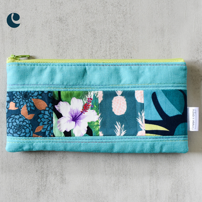 Medium Aqua Taro Patchwork Pencil Cases