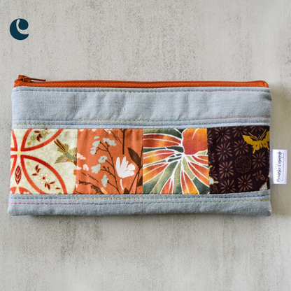 Dusty Blue Taro Patchwork Pencil Cases