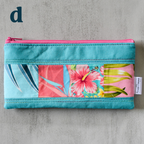 Medium Aqua Taro Patchwork Pencil Cases