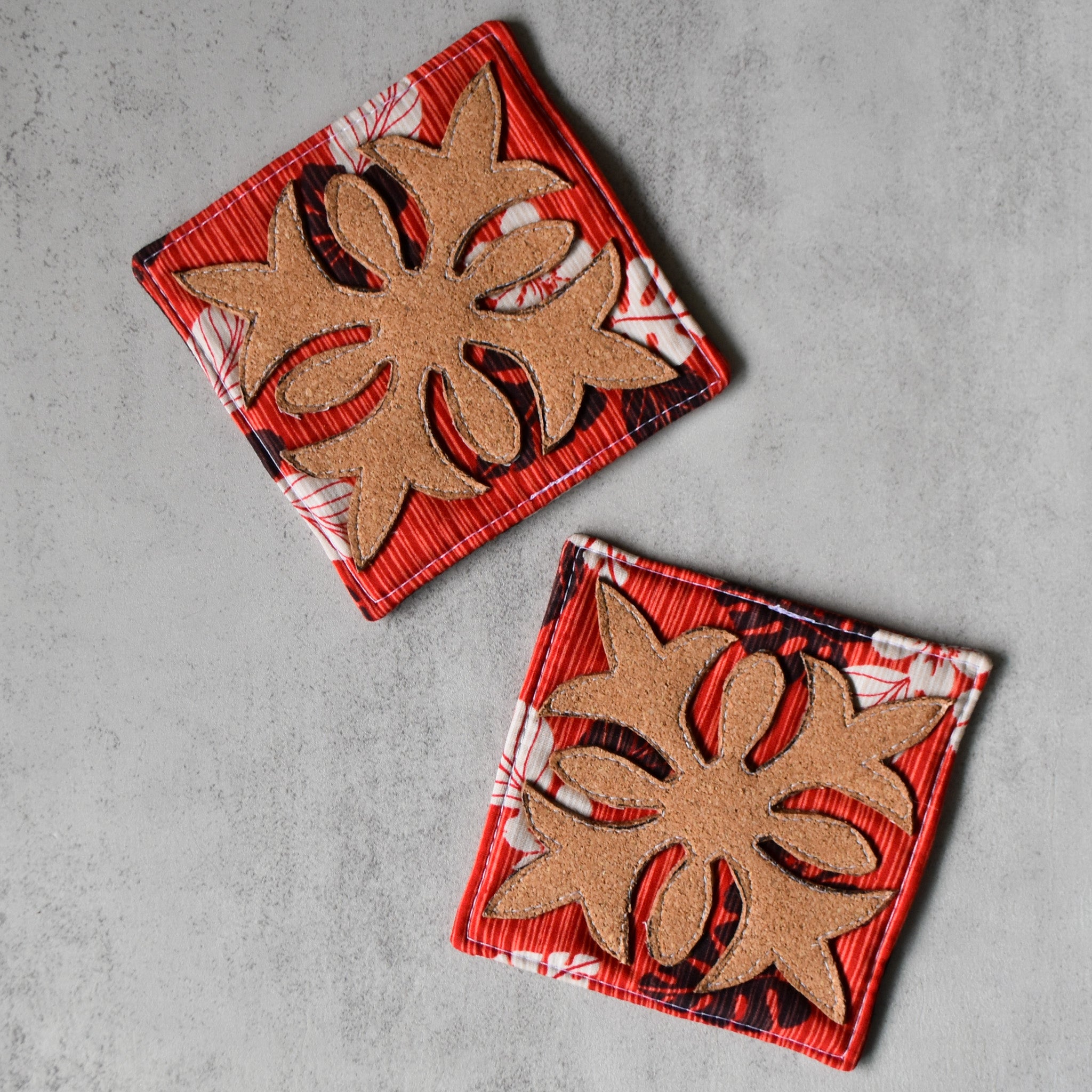 Cozy Crimson Cork Coasters