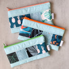 Aqua Taro Patchwork Pencil Cases