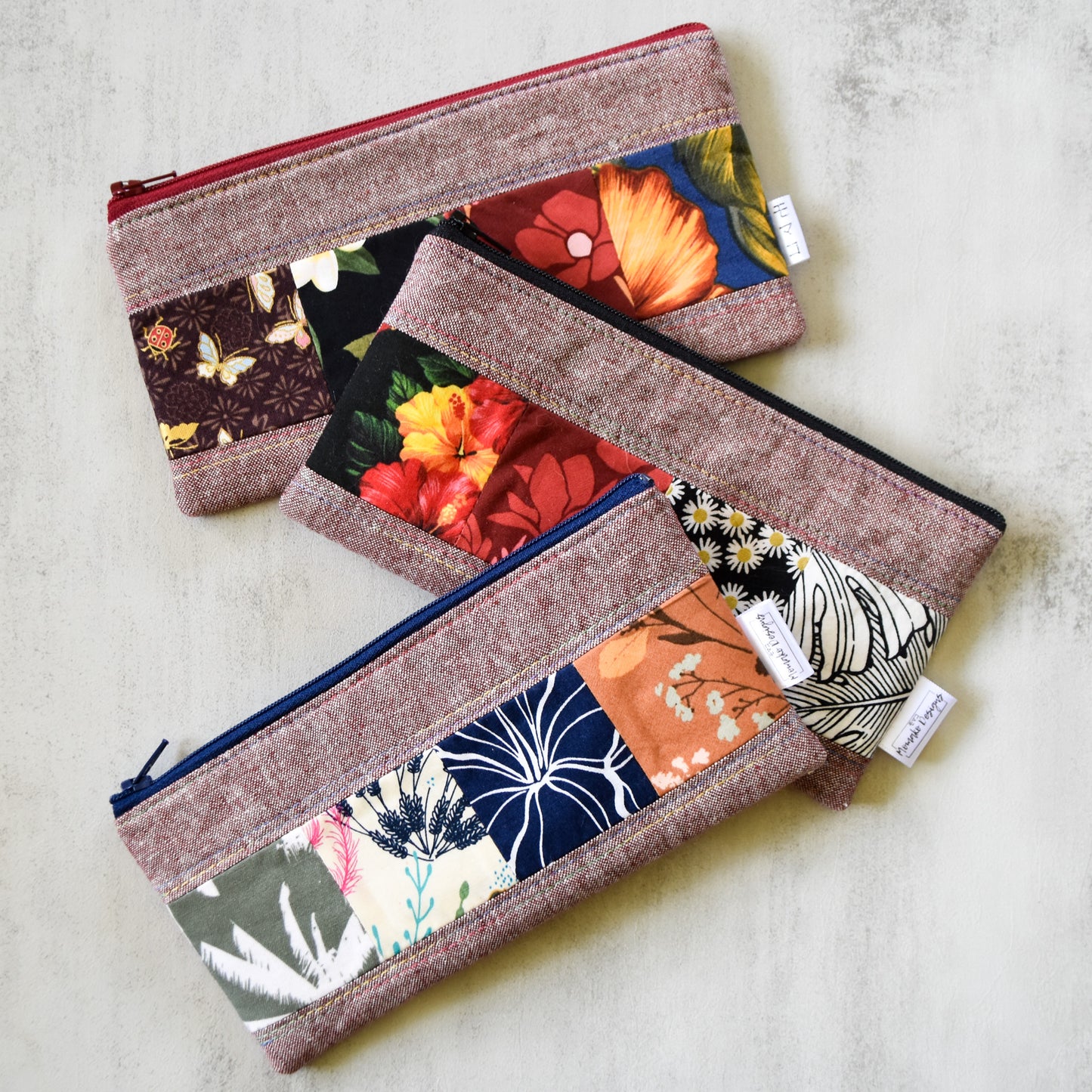 Rust Taro Patchwork Pencil Cases