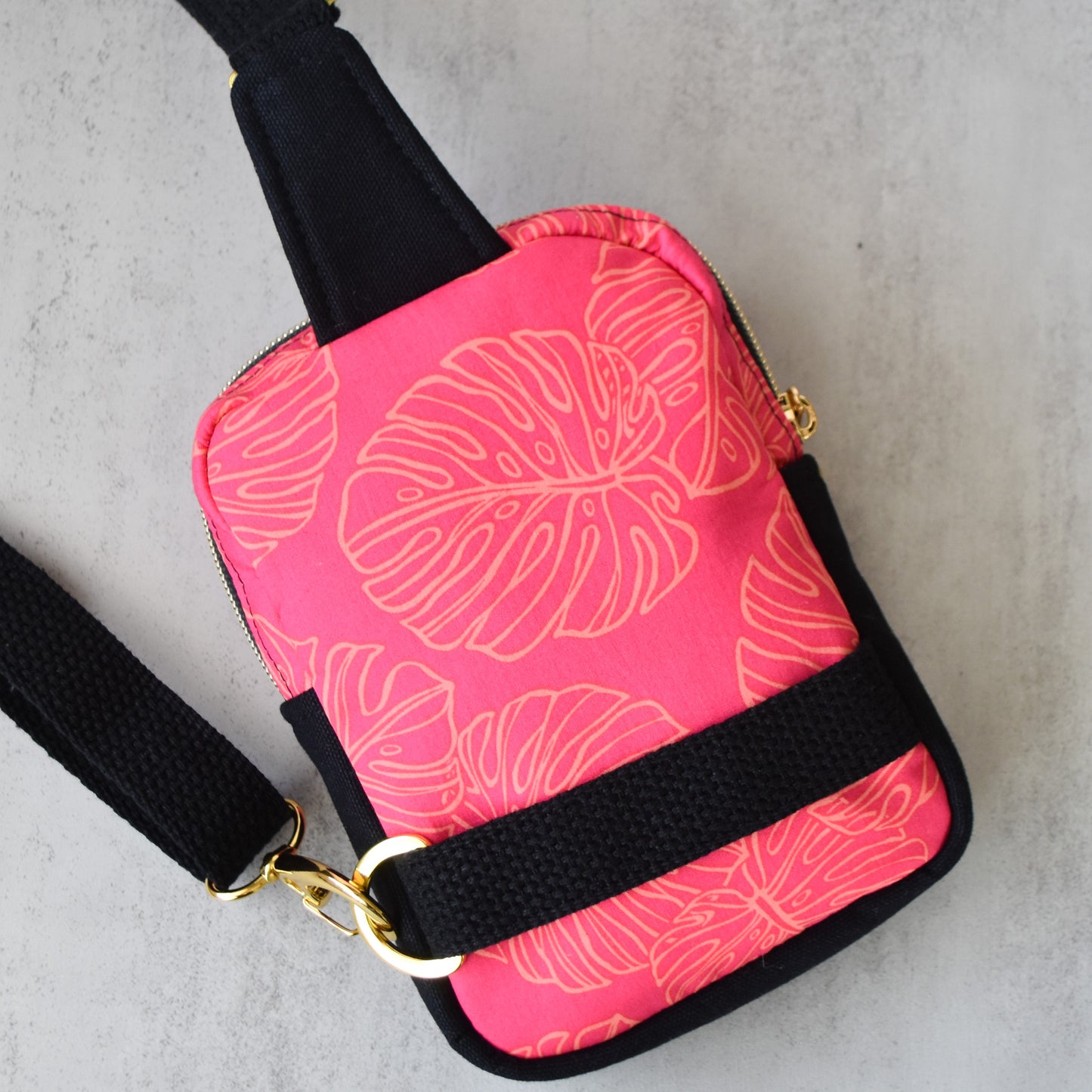 Pink Monstera Mini Sling Bag