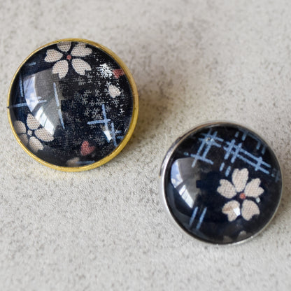 Dark Blue Sakura Blossoms Lapel Pins