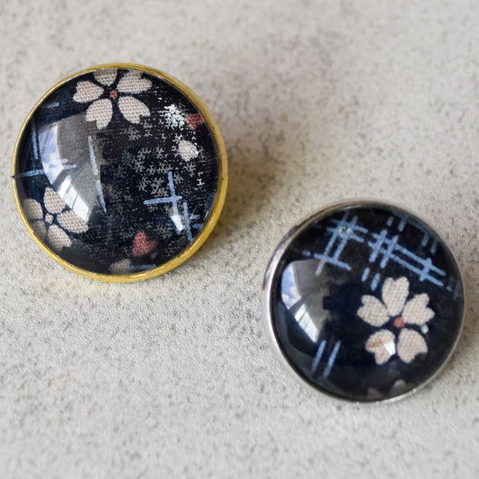 Dark Blue Sakura Blossoms Lapel Pins