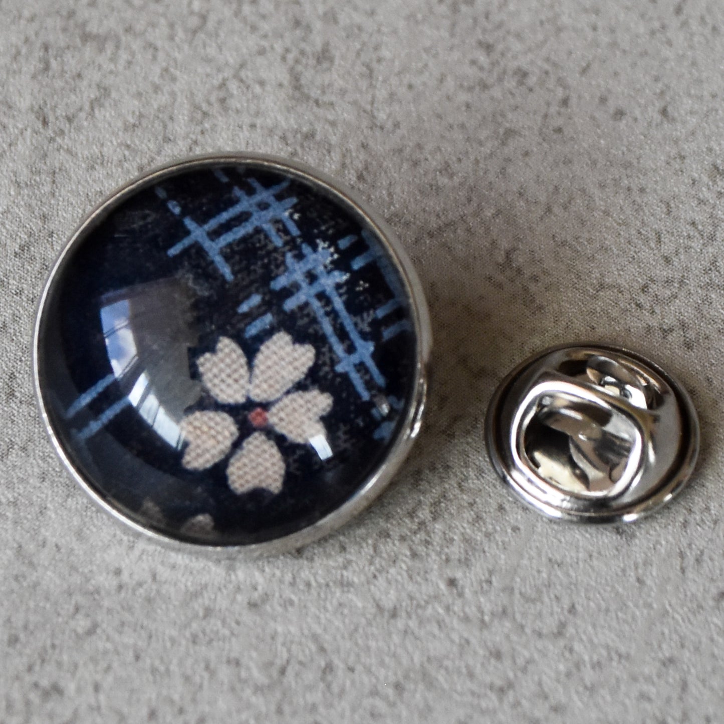 Dark Blue Sakura Blossoms Lapel Pins