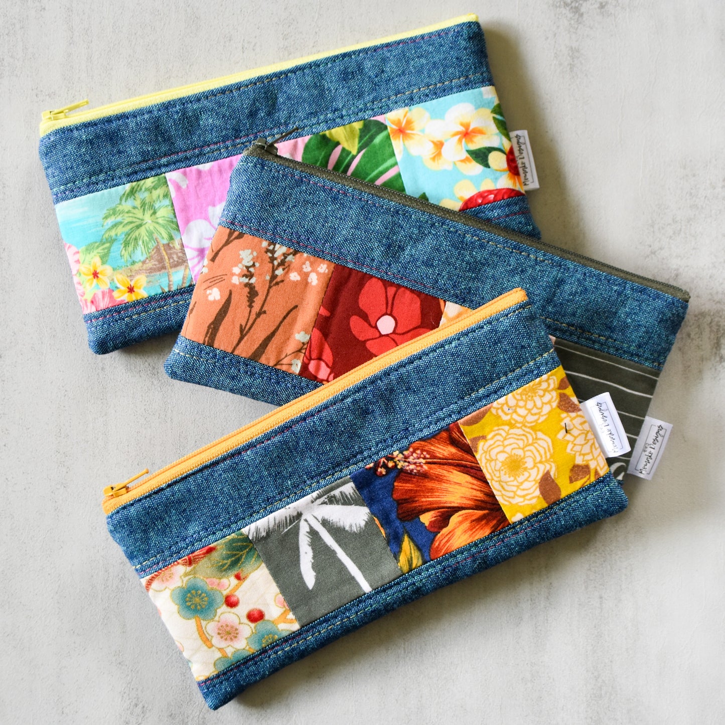 Peacock Taro Patchwork Pencil Cases