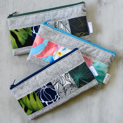 Homespun Charcoal Taro Patchwork Pencil Cases