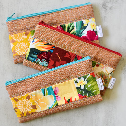 Roast Pecan Taro Patchwork Pencil Cases