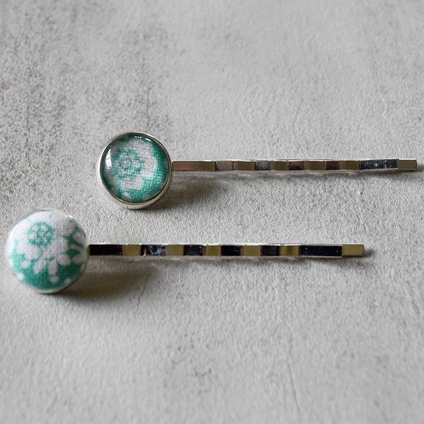 Turquoise Flowers Bobby Pins