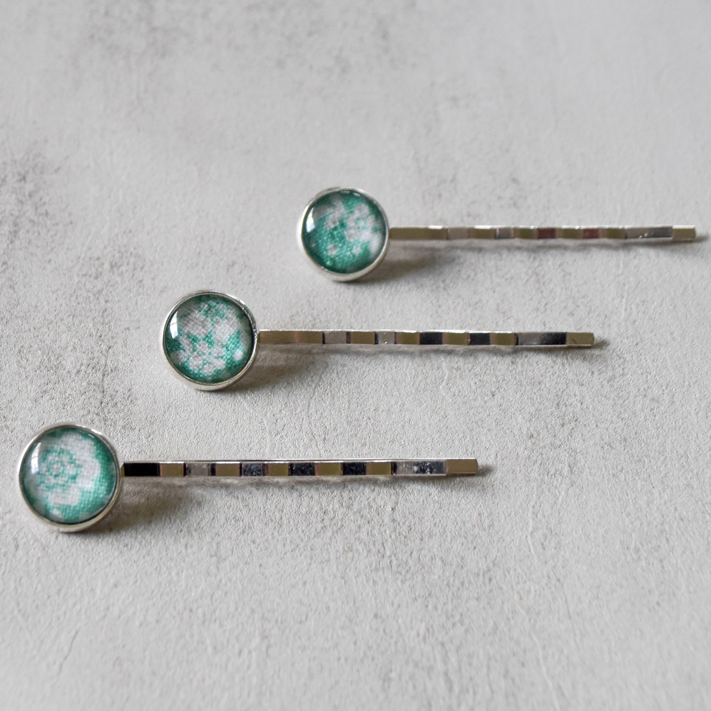 Turquoise Flowers Bobby Pins