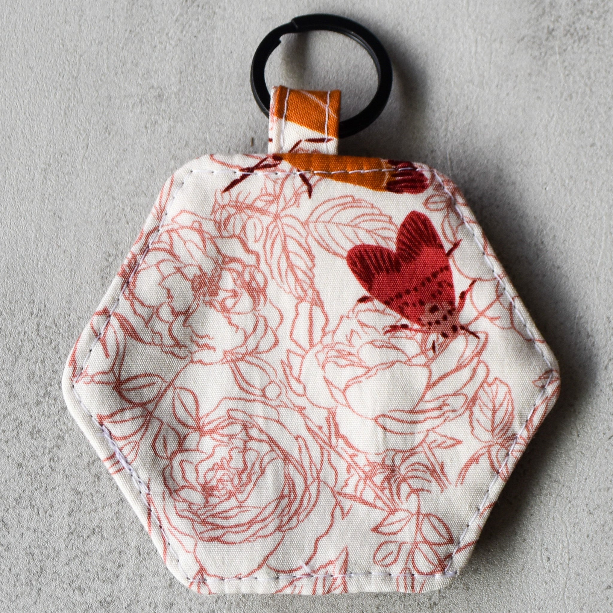 Moth Garden Hexagon Keychain