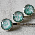 Turquoise Flowers Bobby Pins