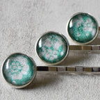 Turquoise Flowers Bobby Pins