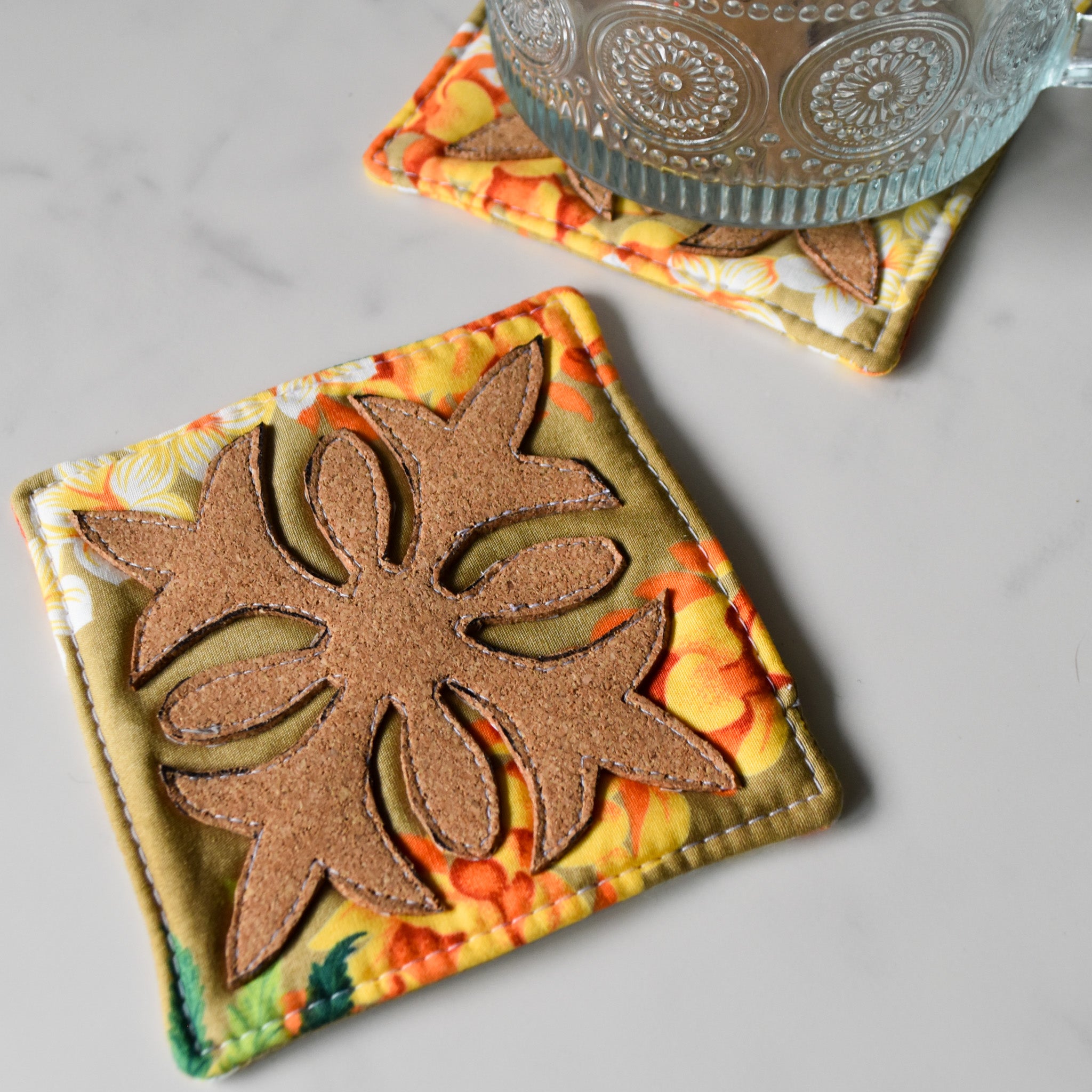 Golden Lei Cork Coasters