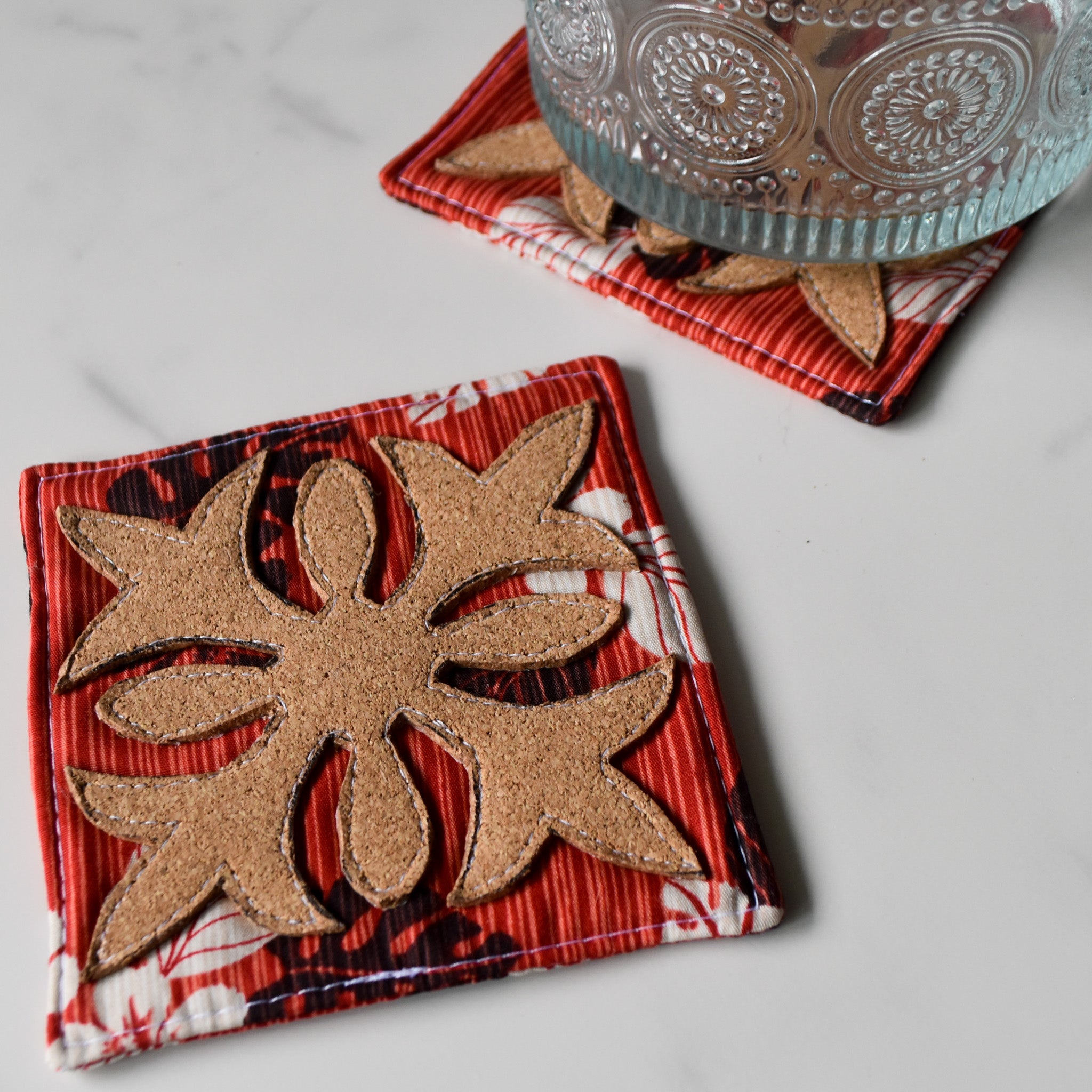 Cozy Crimson Cork Coasters