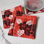 Cozy Crimson Fabric Coasters