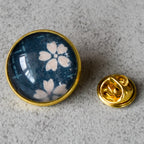 Teal Sakura Blossoms Lapel Pins