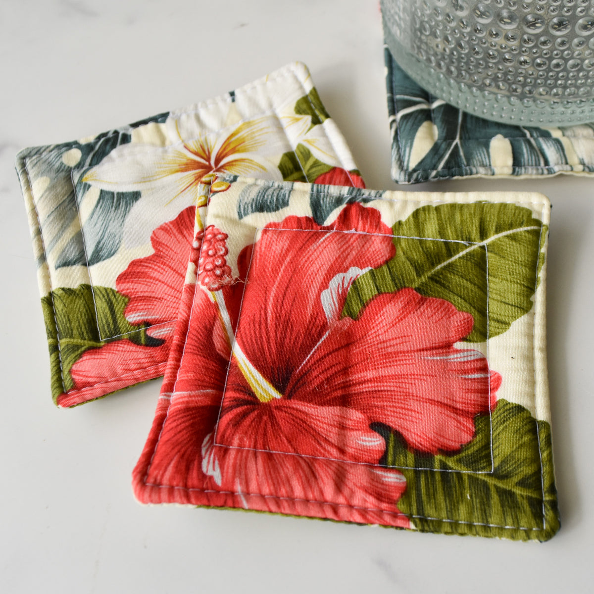 Palm & Pearl Fabric Coasters