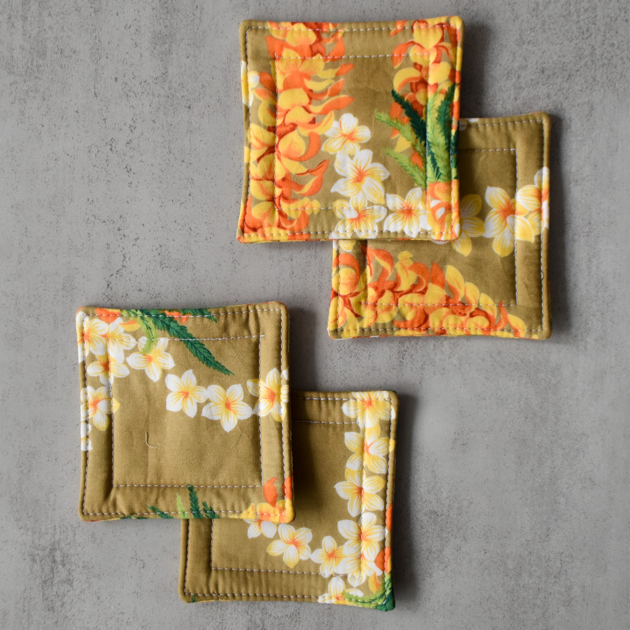 Golden Lei Fabric Coasters