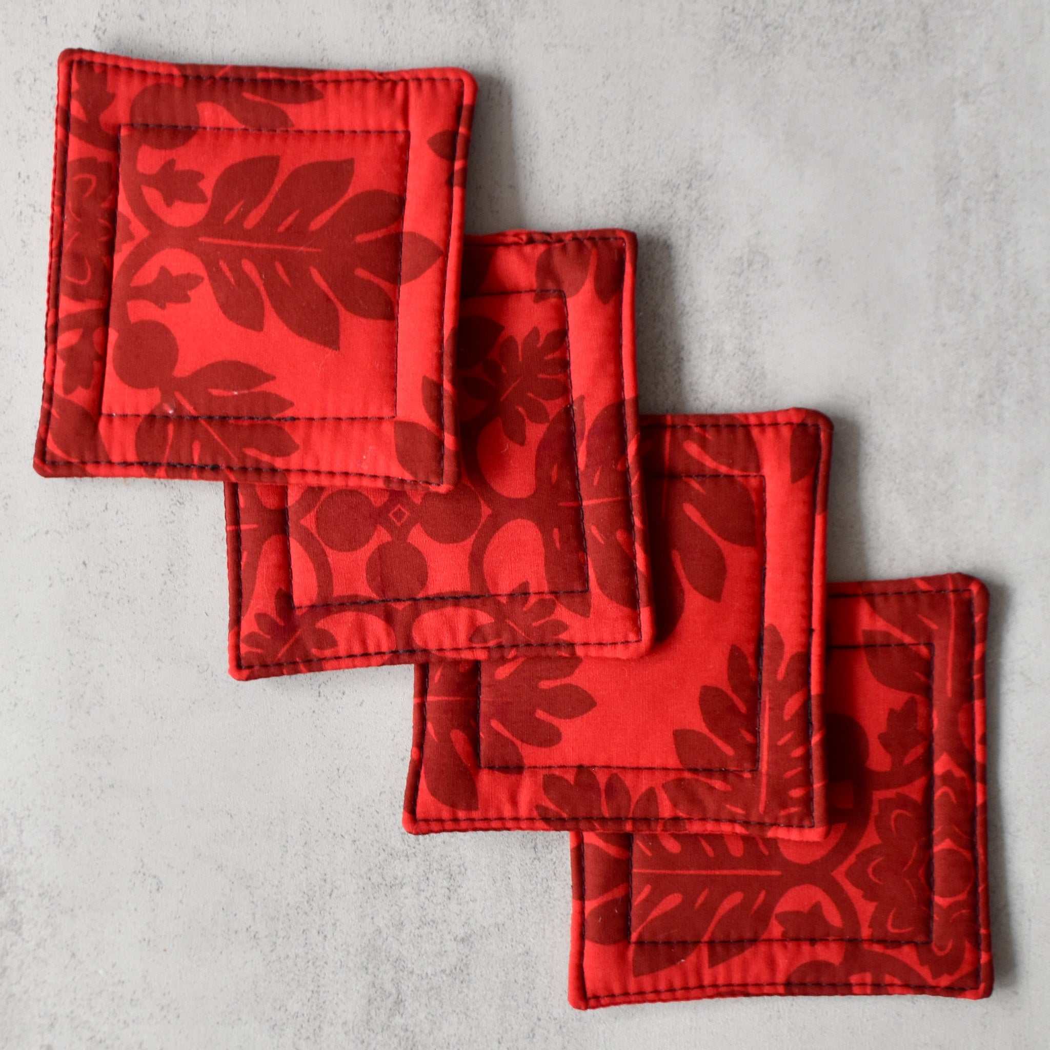 Cherry Kisses Fabric Coasters