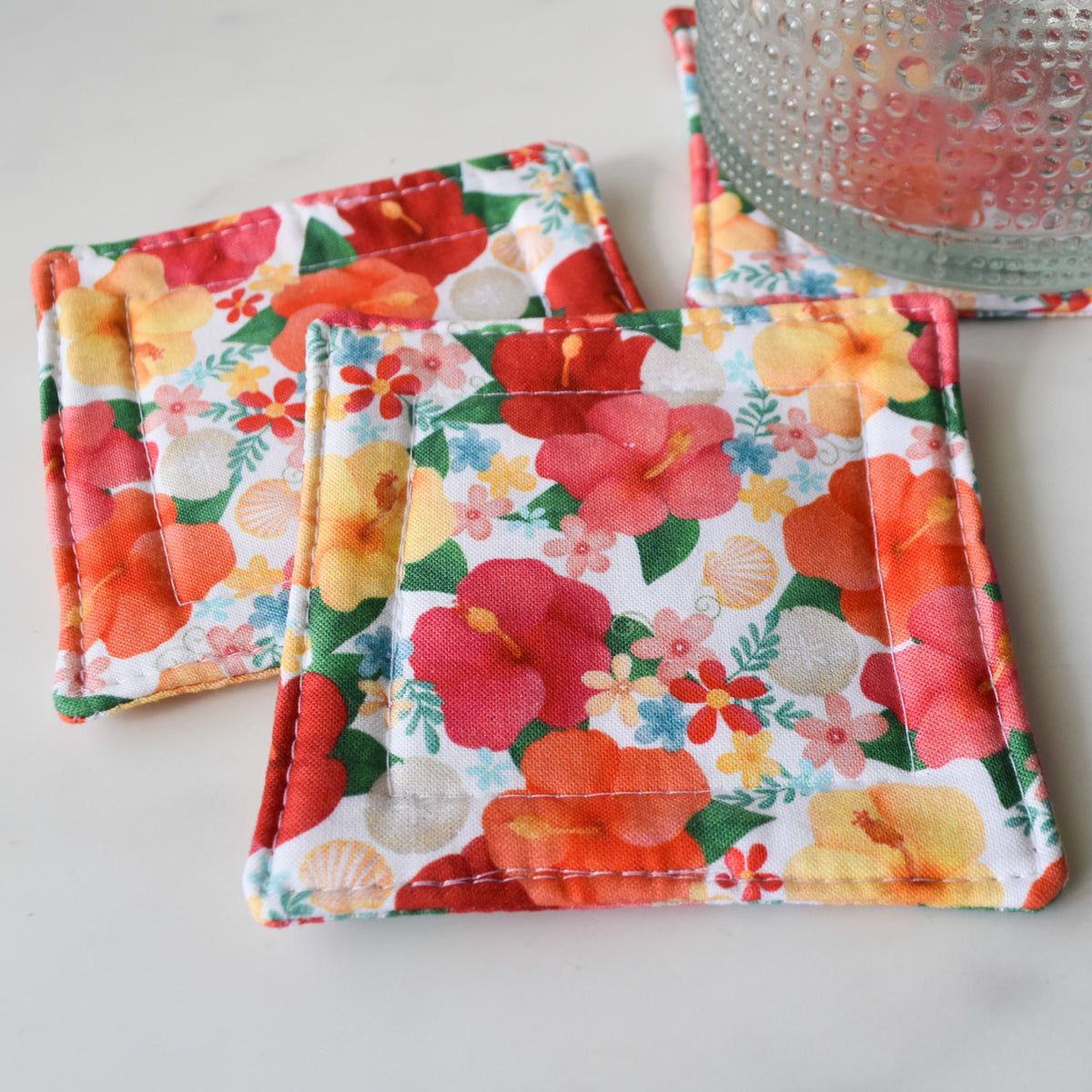 Petals By The Sea Fabric Coasters