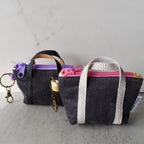 Charcoal Gray Corduroy Manini Tote Keychain