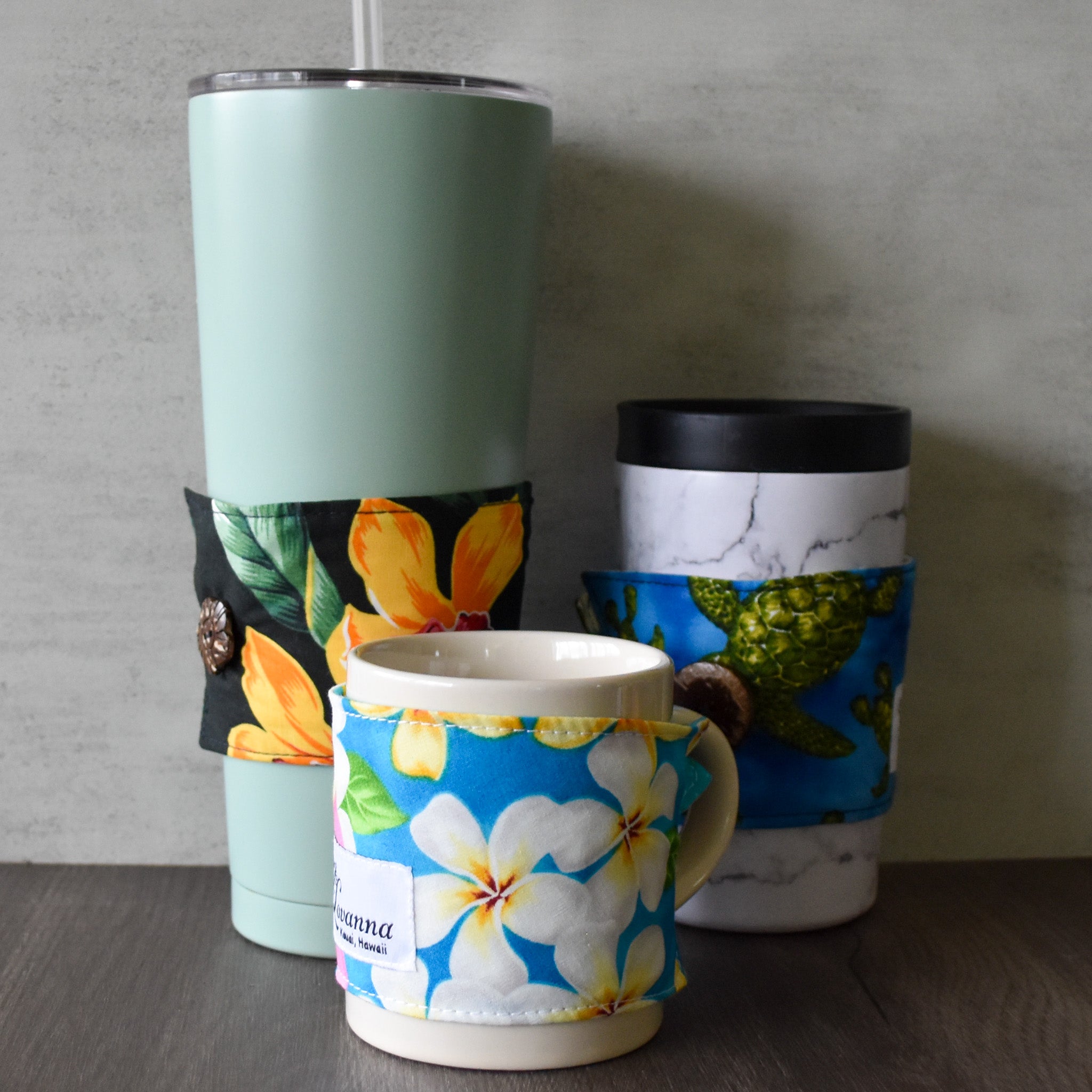 Reusable Hawaiian Print Coffee Sleeves