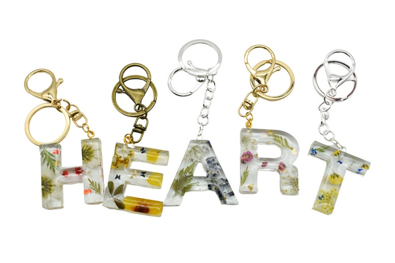 Resin Keychain Letters Personalized Resin Real Flower -  Norway
