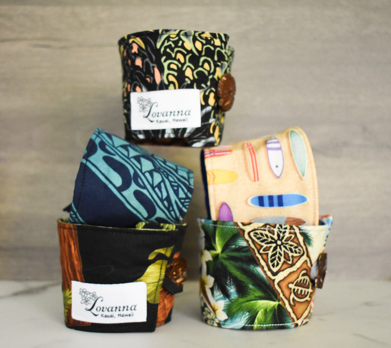 Reusable Hawaiian Print Coffee Sleeves
